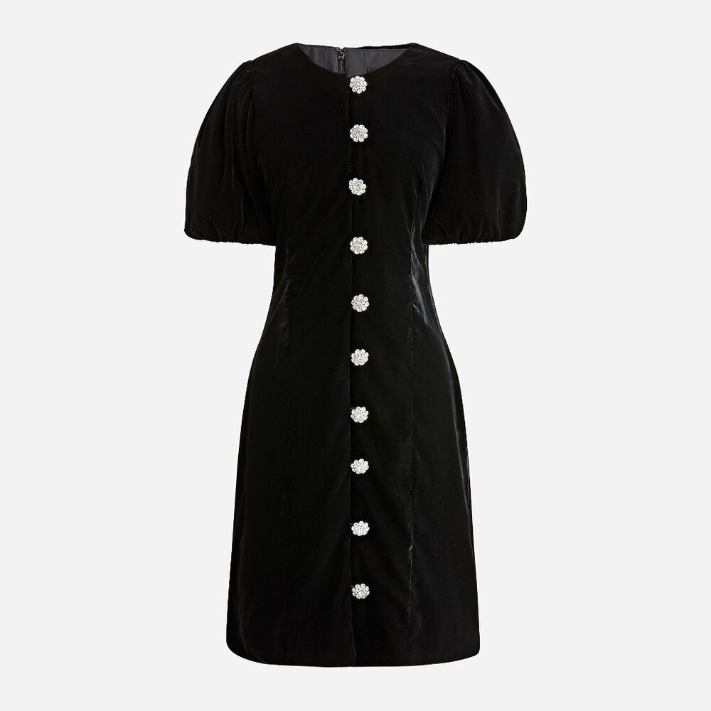 NWT J. Crew Collection Womens Size 0 Velvet Jeweled Button-Front Mini Dress NEW